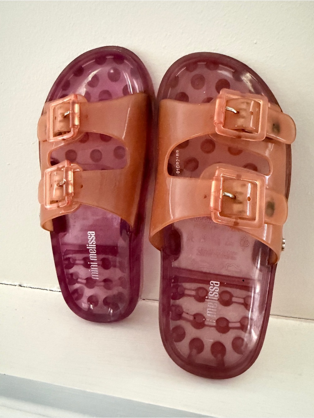 Mini Melissa Jelly Slides Pink Buckle Sandals size 13